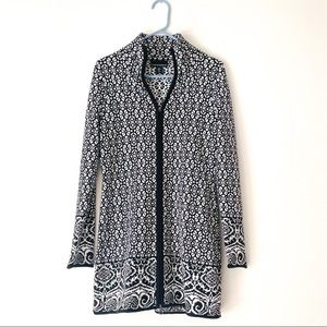Cynthia Rowley Patterned Zip Sweater Coat Size Medium